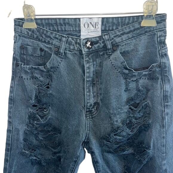 One by One Teaspoon Eagles 25 Slouchy Crop Jeans Distressed Black - Picture 4 of 11